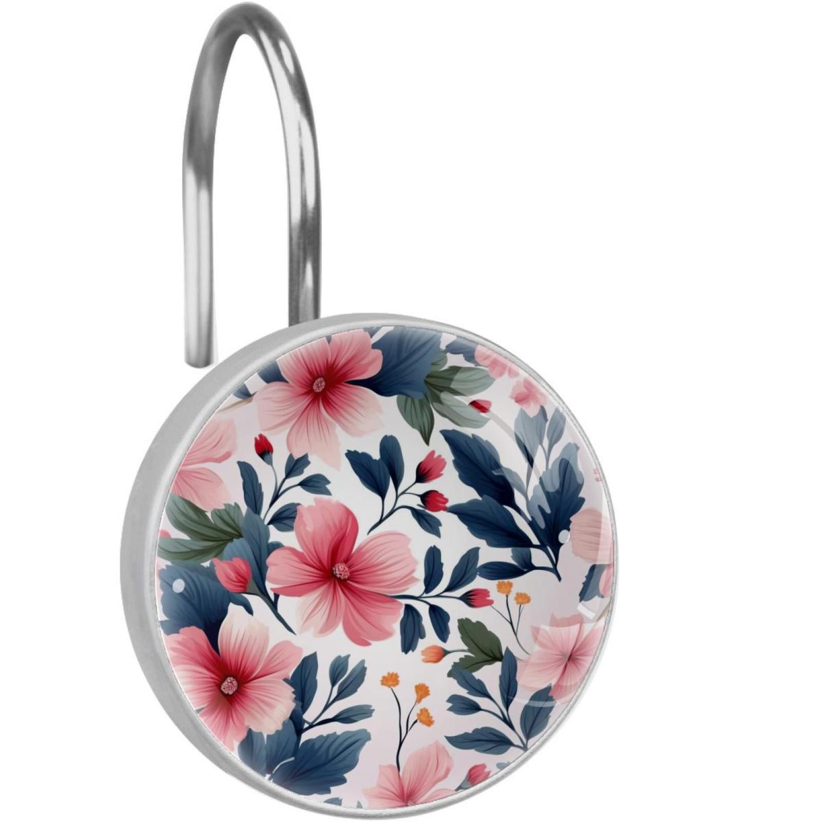 Flower Shower Curtain Hooks （Set of 12） for Home Hotel Shower Rods