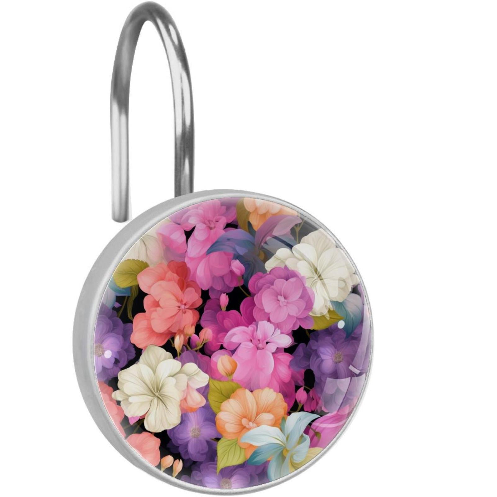Flower Shower Curtain Hooks （Set of 12） for Home Hotel Shower Rods