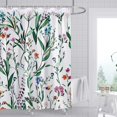 thumbnail image 1 of Flower Shower Curtain Leaves Floral Fabric Bathroom Curtains Botanical Leaves Pattern Set with 12 Hooks Machine Washable 72" X 72", 1 of 6