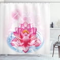 thumbnail image 1 of Flower Shower Curtain, Mandala Motif Orient Yoga Theme Lotus Flower Figure with Abstract Mantis and Dots Photo, Fabric Bathroom Set with Hooks, 69W X 84L Inches Extra Long, Pink, by Ambesonne, 1 of 4
