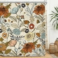 thumbnail image 1 of Flower Shower Curtain Set 71Wx71H Inches Vintage Retro Burnt Orange Blossom Botanical Polyester Waterproof Cloth Bathroom Curtain with 12 Hooks, 1 of 6