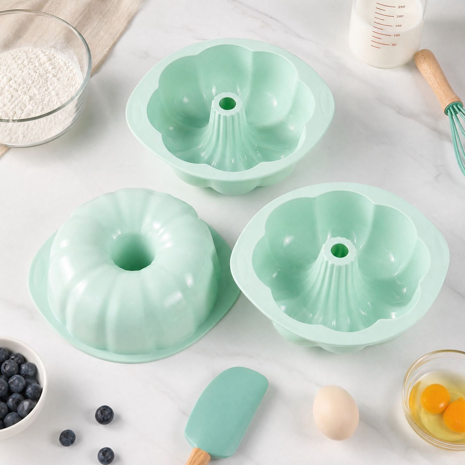 Flower Silicone Bundt Cake Pan, Sculpted Savarin Mold for Cakes, Bread ...