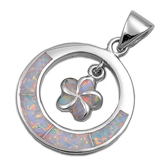 Flower Simulated Opal Pendant Sterling Silver