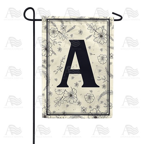 Flower Sketchings Monogram Elegant Initial Outdoor Welcome Accent, 12x18 POLE NOT INCLUDED