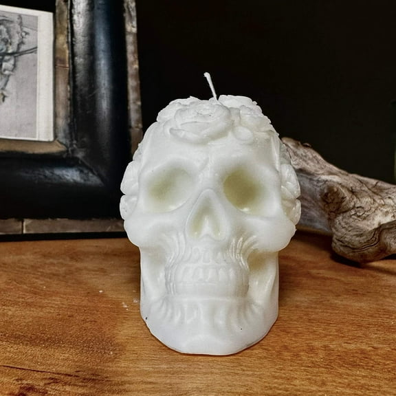Flower Skull Candle