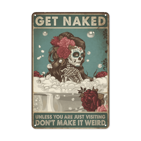 Flower Skull Girl metal sign Boho Bedroom Decor Vintage Gothic Finish With Weatherproof Coating Perfect Hanging Dorm Room Bathroom Unique Gift For Goth Women Aesthetic Lover 8x12 inch metal sign