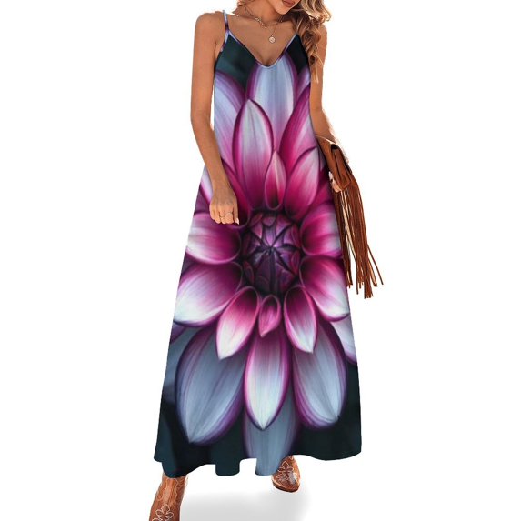 Flower Sleeveless Suspender Dress Summer Fashion Casual Long Dress
