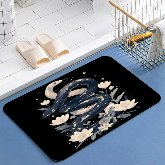 Flower Snake Diatomite Bath Mats Bathroom Absorbent Anti Slip Floor Mat Foot Carpet Quick Dry Shower Toilet Rug Doormat Washable