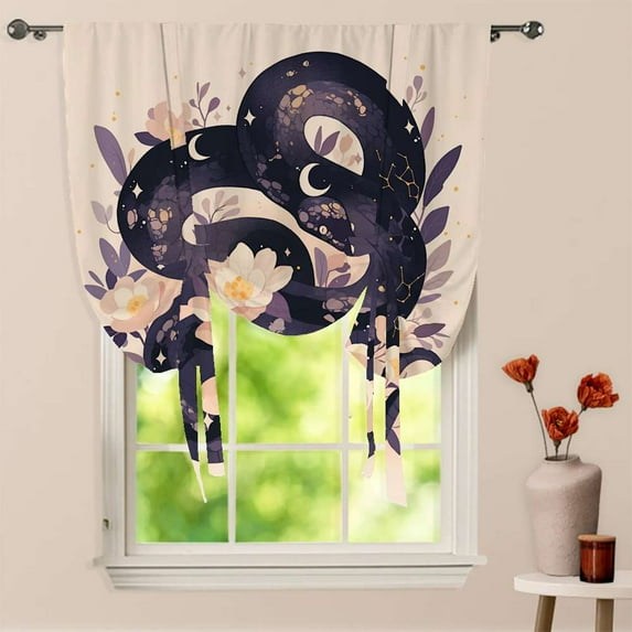 Flower Snake Window Curtain for Living Room Roman Curtain Kitchen Tie-up Curtains Adjustable Drapes