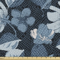 Flower Sofa Upholstery Fabric by the Yard Floral Composition with Blossom Petals Spring Season Illustration with Abstract Dots Decorative Fabric for DIY and Home Accents  by Ambesonne