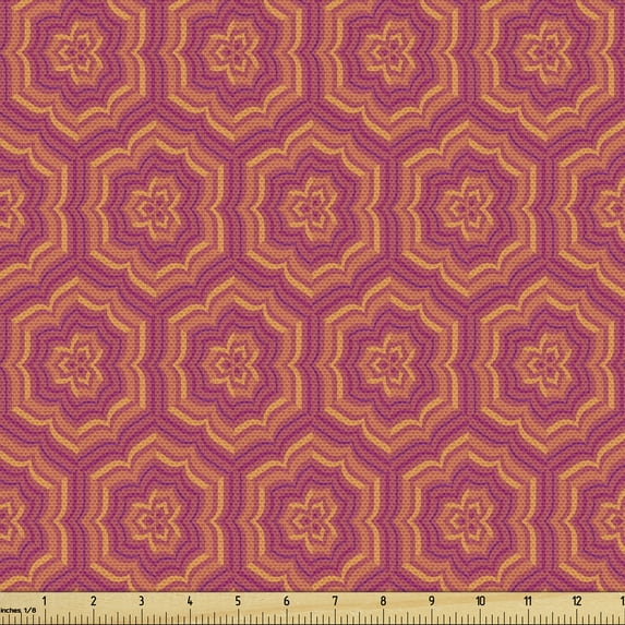 Flower Sofa Upholstery Fabric by the Yard, Fractal Arrangement of Flowers Spring Blossom Pattern with Colorful Petal Design, Decorative Fabric for DIY and Home Accents, Multicolor by Ambesonne