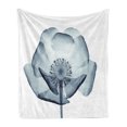 thumbnail image 1 of Flower Soft Flannel Fleece Blanket, Closer Vision of a Poppy Flower Inner Structure of a Complex Nature Inspiration Art, Cozy Plush for Indoor and Outdoor Use, 50" x 70", Teal White, by Ambesonne, 1 of 6