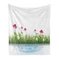 thumbnail image 1 of Flower Soft Flannel Fleece Blanket, Coneflower by the Lake Water Sea Fall Season Hand Drawn Horizontal Hand Drawn Print, Cozy Plush for Indoor and Outdoor Use, 70" x 90", Multicolor, by Ambesonne, 1 of 5