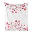 thumbnail image 1 of Flower Soft Flannel Fleece Blanket, Detailed Contour Herbs and Blossoms Bridal Style Pure Simplistic Floral Theme, Cozy Plush for Indoor and Outdoor Use, 50" x 70", Pink Green White, by Ambesonne, 1 of 5