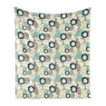 thumbnail image 1 of Flower Soft Flannel Fleece Blanket, Floral White Background with Blue and Brown Dandelions Leaves Swirls Artwork Print, Cozy Plush for Indoor and Outdoor Use, 50" x 70", Multicolor, by Ambesonne, 1 of 5
