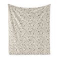 thumbnail image 1 of Flower Soft Flannel Fleece Blanket, Hand Drawn Herbs Design Rocks Flowers and Leaves Sketch Style Bohemian Pattern, Cozy Plush for Indoor and Outdoor Use, 60" x 80", Cream and Brown, by Ambesonne, 1 of 5