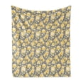 thumbnail image 1 of Flower Soft Flannel Fleece Blanket, Hydrangea Chrysanthemum Hortensia Pattern Countryside Old Style Illustration, Cozy Plush for Indoor and Outdoor Use, 50" x 70", Yellow Grey Green, by Ambesonne, 1 of 5