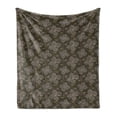 thumbnail image 1 of Flower Soft Flannel Fleece Blanket, Ornamental Composition with Blossoming Petals Doodle Style Illustration, Cozy Plush for Indoor and Outdoor Use, 60" x 80", Umber Orange Slate Blue, by Ambesonne, 1 of 5