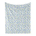 thumbnail image 1 of Flower Soft Flannel Fleece Blanket, Flower Pattern Feminine Nostalgic Art Greenland Natural Creative Design, Cozy Plush for Indoor and Outdoor Use, 60" x 80", Baby Blue Green White, by Ambesonne, 1 of 5