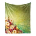 thumbnail image 1 of Flower Soft Flannel Fleece Blanket, Romantic Bouquet Rose Chamomile Grunge Pastoral Scene of the Natural World Print, Cozy Plush for Indoor and Outdoor Use, 70" x 90", Yellow White, by Ambesonne, 1 of 5