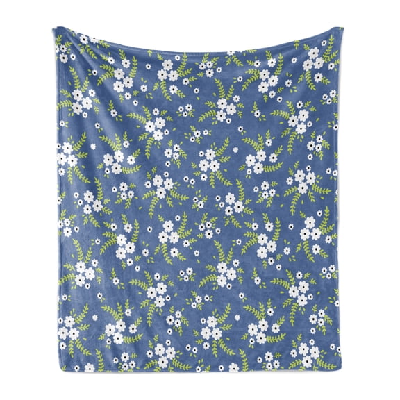 Flower Soft Flannel Fleece Blanket, Spring Blooms Field Violet Toned Backdrop Flowers Flourishing in Nature Retro Motif, Cozy Plush for Indoor and Outdoor Use, 50" x 70", Multicolor, by Ambesonne