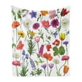 thumbnail image 1 of Flower Soft Flannel Fleece Blanket, Types of Flowers Vivid Colored Roses Tulips Daisies Hydrangeas Lilacs Artwork Print, Cozy Plush for Indoor and Outdoor Use, 70" x 90", Multicolor, by Ambesonne, 1 of 6
