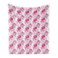 thumbnail image 1 of Flower Soft Flannel Fleece Blanket, Watercolor Flowers Bloom Botanical Element Illustration Romantic Composition, Cozy Plush for Indoor and Outdoor Use, 60" x 80", Hot Pink and White, by Ambesonne, 1 of 5