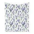 thumbnail image 1 of Flower Soft Flannel Fleece Blanket, Watercolor Lavender Flowering Fragrant Pale Plant Essential Oil Extract Temperate, Cozy Plush for Indoor and Outdoor Use, 50" x 70", Violet Green, by Ambesonne, 1 of 5