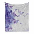 thumbnail image 1 of Flower Soft Flannel Fleece Throw Blanket, Abstract Themed Modern Futuristic Image with Water Like Colored Artwork Print, Cozy Plush for Indoor and Outdoor Use, 50" x 60", Lilac and Pink, by Ambesonne, 1 of 6