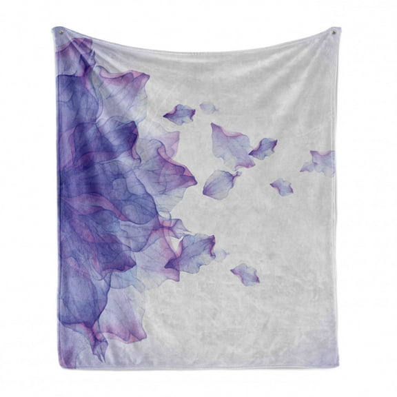 Flower Soft Flannel Fleece Throw Blanket, Abstract Themed Modern Futuristic Image with Water Like Colored Artwork Print, Cozy Plush for Indoor and Outdoor Use, 70" x 90", Lilac and Pink, by Ambesonne
