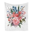 thumbnail image 1 of Flower Soft Flannel Fleece Throw Blanket, Bouquet of Garden Mountain Flowers with Roses and Daisises Buds and Leaves Print, Cozy Plush for Indoor and Outdoor Use, 50" x 60", Multicolor, by Ambesonne, 1 of 5