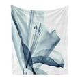 thumbnail image 1 of Flower Soft Flannel Fleece Throw Blanket, Close Look to Flora Arrangement X-ray Effect Nature Image Artwork Print, Cozy Plush for Indoor and Outdoor Use, 50" x 60", Teal White, by Ambesonne, 1 of 5