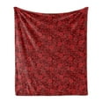 thumbnail image 1 of Flower Soft Flannel Fleece Throw Blanket, Floral Details with Leaves Swirls Romantic Vivid Vibrant Pattern Art Print, Cozy Plush for Indoor and Outdoor Use, 70" x 90", Burgundy and Red, by Ambesonne, 1 of 6