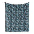 thumbnail image 1 of Flower Soft Flannel Fleece Throw Blanket, Forget Me Not Blossoms on a Dark Background with Grid Pattern Botany, Cozy Plush for Indoor and Outdoor Use, 50" x 60", Charcoal Grey Yellow, by Ambesonne, 1 of 5