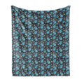 thumbnail image 1 of Flower Soft Flannel Fleece Throw Blanket, Forget Me Not Blossoms on a Dark Background with Grid Pattern Botany, Cozy Plush for Indoor and Outdoor Use, 60" x 80", Charcoal Grey Yellow, by Ambesonne, 1 of 5