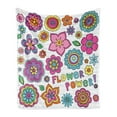 thumbnail image 1 of Flower Soft Flannel Fleece Throw Blanket, Groovy Psychedelic Hand Drawn Notebook Doodle Design Elements Flower Power Words, Cozy Plush for Indoor and Outdoor Use, 60" x 80", Multicolor, by Ambesonne, 1 of 5
