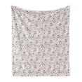 thumbnail image 1 of Flower Soft Flannel Fleece Throw Blanket, Hand Drawn Blossom Pattern on Off White Background Foliage Leaves, Cozy Plush for Indoor and Outdoor Use, 60" x 80", Dried Rose Salmon, by Ambesonne, 1 of 5