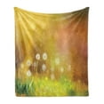 thumbnail image 1 of Flower Soft Flannel Fleece Throw Blanket, Hazy Dandelion Field Wild Nature Pastel Grass Spring Themed Floral Work of Art, Cozy Plush for Indoor and Outdoor Use, 50" x 60", Yellow Green, by Ambesonne, 1 of 5