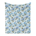 thumbnail image 1 of Flower Soft Flannel Fleece Throw Blanket, Hydrangea Flowers over Soft Background Wedding Bridal Design, Cozy Plush for Indoor and Outdoor Use, 50" x 60", Pale Blue Reseda Green, by Ambesonne, 1 of 5