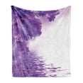 thumbnail image 1 of Flower Soft Flannel Fleece Throw Blanket, Iris Flowers Petals Against the Water River Fairy Nature Image, Cozy Plush for Indoor and Outdoor Use, 70" x 90", Violet White, by Ambesonne, 1 of 6