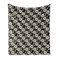 thumbnail image 1 of Flower Soft Flannel Fleece Throw Blanket, Leaves and Stalks on Dark Toned Background Simplistic Nature, Cozy Plush for Indoor and Outdoor Use, 60" x 80", Cream Burnt Orange, by Ambesonne, 1 of 5