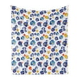 thumbnail image 1 of Flower Soft Flannel Fleece Throw Blanket, Nature Botanic Design Colored Violet Floral Tiny Flowers Art Print, Cozy Plush for Indoor and Outdoor Use, 70" x 90", Dark Blue Orange, by Ambesonne, 1 of 6