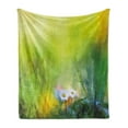 thumbnail image 1 of Flower Soft Flannel Fleece Throw Blanket, Oil Paint Print Daisies in Field Blurry Effects Nature Depiction Manner, Cozy Plush for Indoor and Outdoor Use, 70" x 90", Green White, by Ambesonne, 1 of 5
