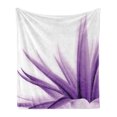 thumbnail image 1 of Flower Soft Flannel Fleece Throw Blanket, Ombre Color Change Style Leaves Water Colored Print Calming Details Image, Cozy Plush for Indoor and Outdoor Use, 50" x 70", Purple and White, by Ambesonne, 1 of 5