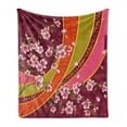 thumbnail image 1 of Flower Soft Flannel Fleece Throw Blanket, Oriental Backdrop Sakura Blossom Japanese Cherry Tree Print, Cozy Plush for Indoor and Outdoor Use, 70" x 90", Pale Pink Orange, by Ambesonne, 1 of 5