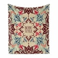 thumbnail image 1 of Flower Soft Flannel Fleece Throw Blanket, Ornate Floral Vivid Traditional Boho Style Pattern, Cozy Plush for Indoor and Outdoor Use, 50" x 70", Maroon Beige Violet Blue, by Ambesonne, 1 of 6