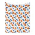 thumbnail image 1 of Flower Soft Flannel Fleece Throw Blanket, Pastel Blossom Leaf Summer Petals Flourishing Shabby Vibrant, Cozy Plush for Indoor and Outdoor Use, 50" x 60", Pale Orange Cobalt Blue, by Ambesonne, 1 of 5