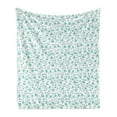 thumbnail image 1 of Flower Soft Flannel Fleece Throw Blanket, Pattern with Flower Stems Blooming Springtime Simple Design Art Print, Cozy Plush for Indoor and Outdoor Use, 50" x 70", Pale Blue Teal White, by Ambesonne, 1 of 5