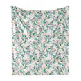 thumbnail image 1 of Flower Soft Flannel Fleece Throw Blanket, Pink Cherry Blossoms Pattern with Bumble Bees Japanese Spring Themed Print, Cozy Plush for Indoor and Outdoor Use, 50" x 70", Pink Green, by Ambesonne, 1 of 6