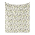 thumbnail image 1 of Flower Soft Flannel Fleece Throw Blanket, Romantic Flowers and Leaves Soft Tone Background Print, Cozy Plush for Indoor and Outdoor Use, 70" x 90", Yellow Green Eggshell, by Ambesonne, 1 of 5
